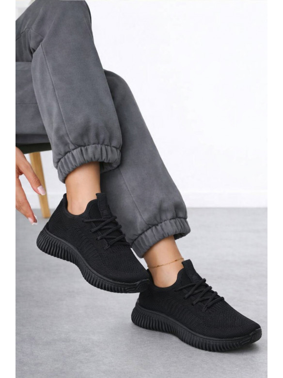 Кроссовки женские черного цвета текстиль С096-1 212570C