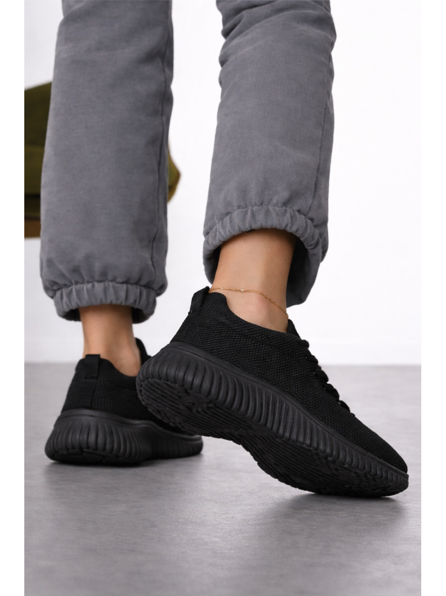 Кроссовки женские черного цвета текстиль С096-1 212570C