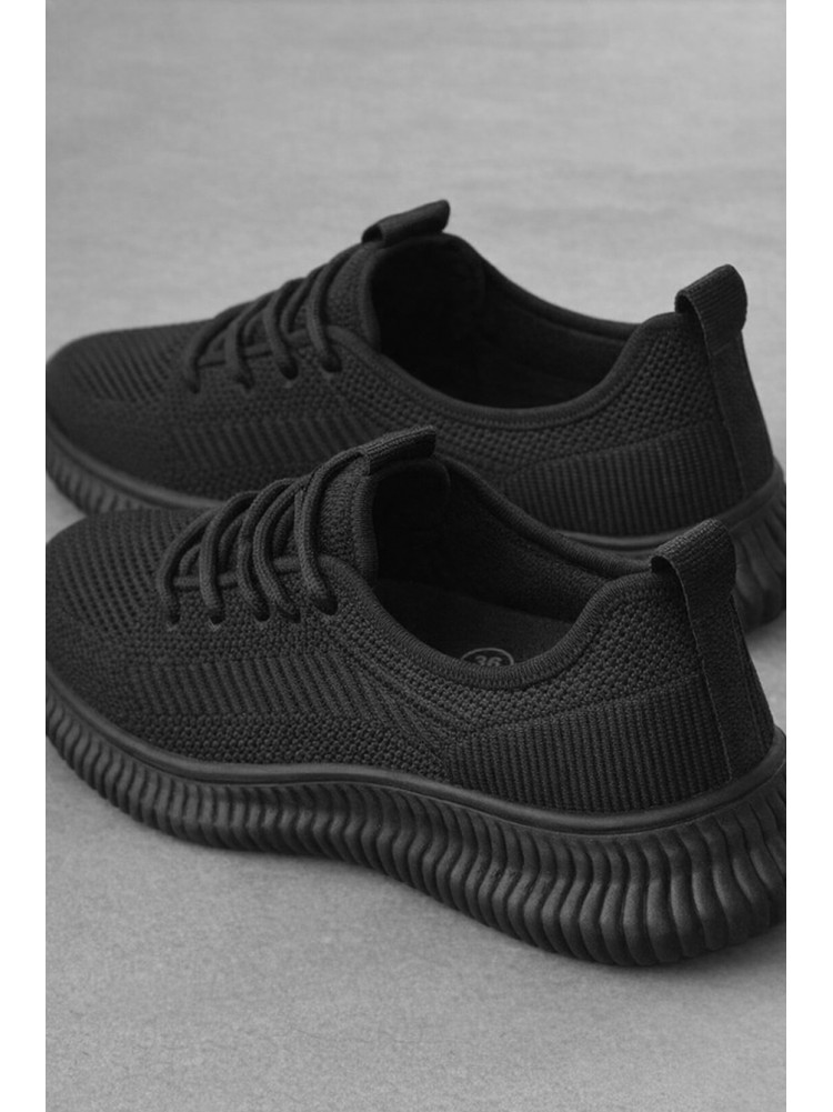 Кроссовки женские черного цвета текстиль С096-1 212570C
