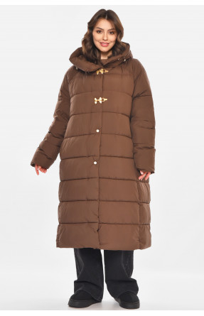 Куртка жіноча подовжена єврозима шоколадного кольору 212571C Куртка жіноча подовжена єврозима шоколадного кольору 212571C