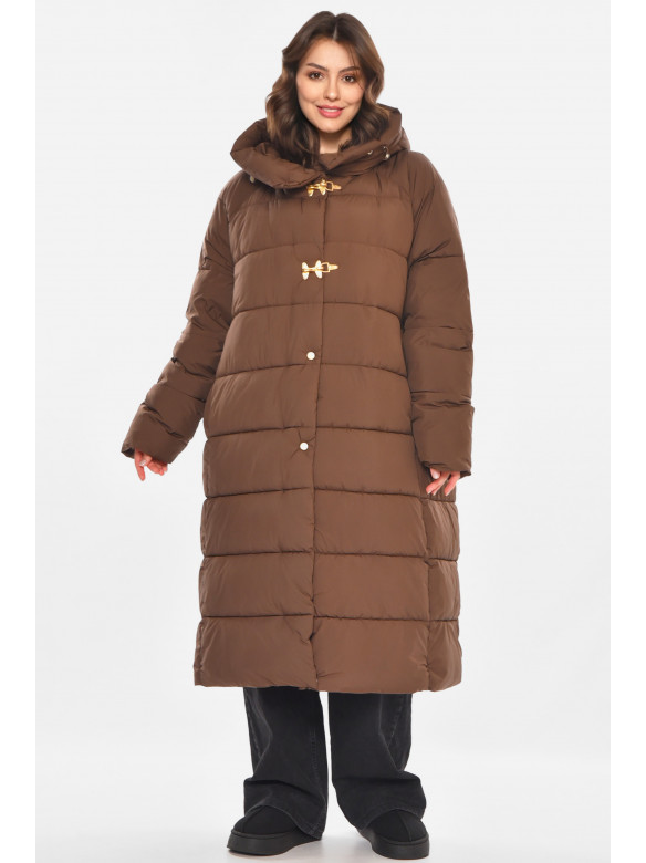 Куртка жіноча подовжена єврозима шоколадного кольору 212571C