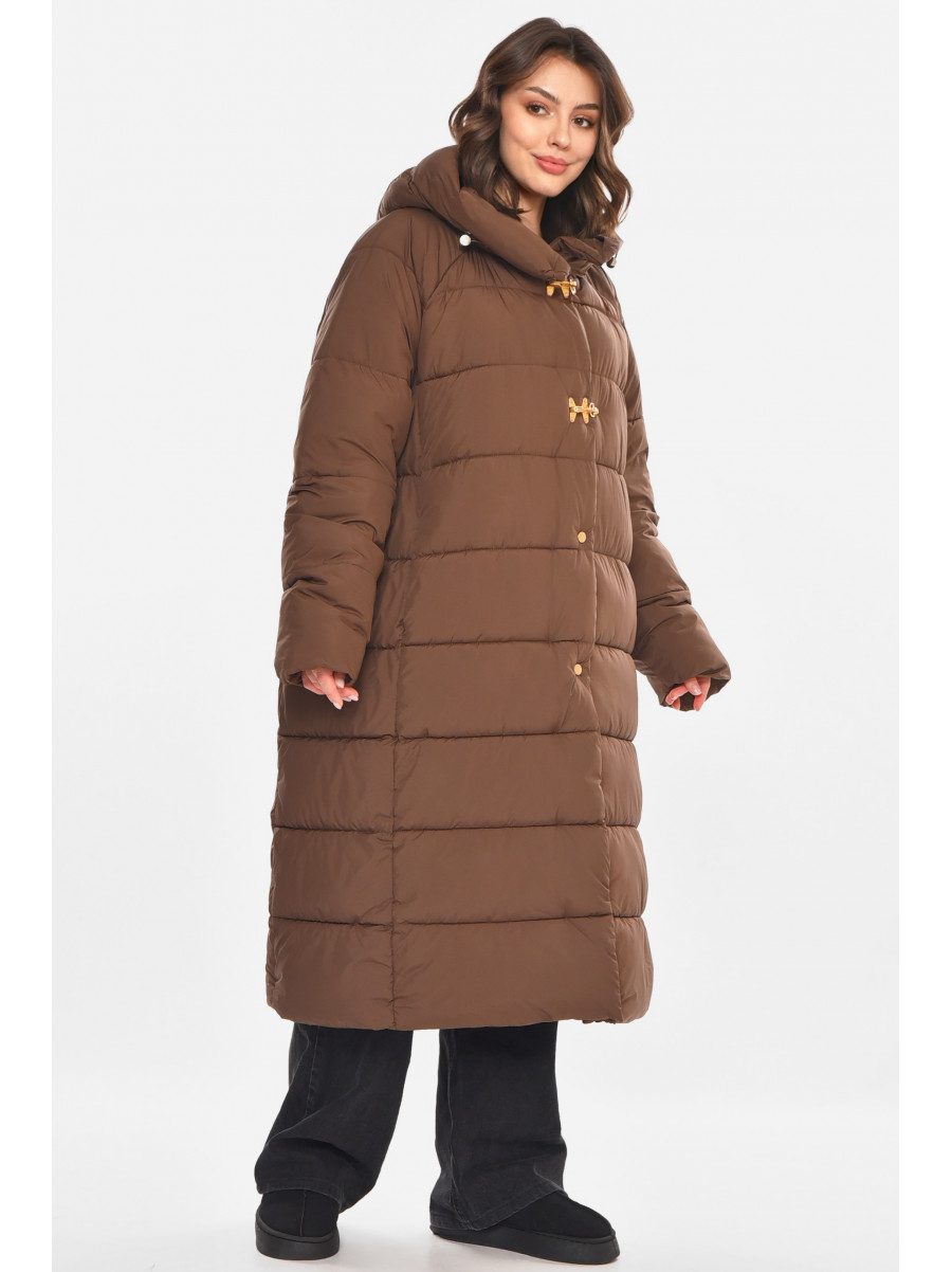 Куртка жіноча подовжена єврозима шоколадного кольору 212571C