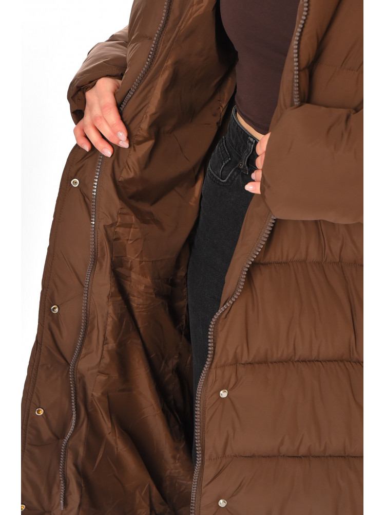 Куртка жіноча подовжена єврозима шоколадного кольору 212571C