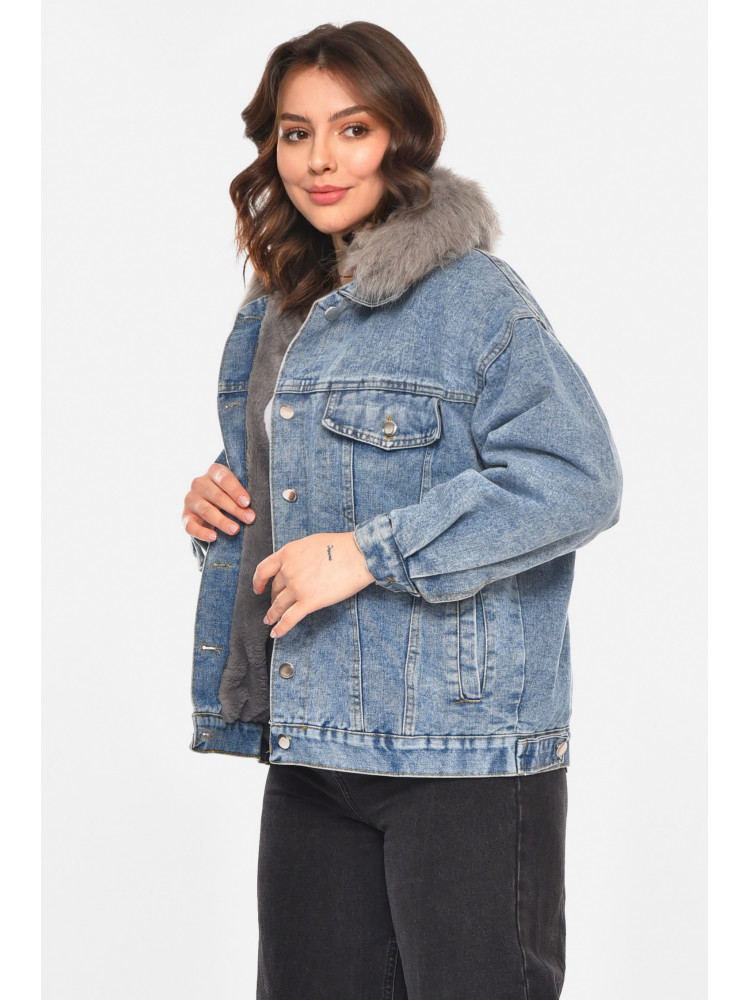 Куртка жіноча демісезонна джинсова синього кольору 212574C