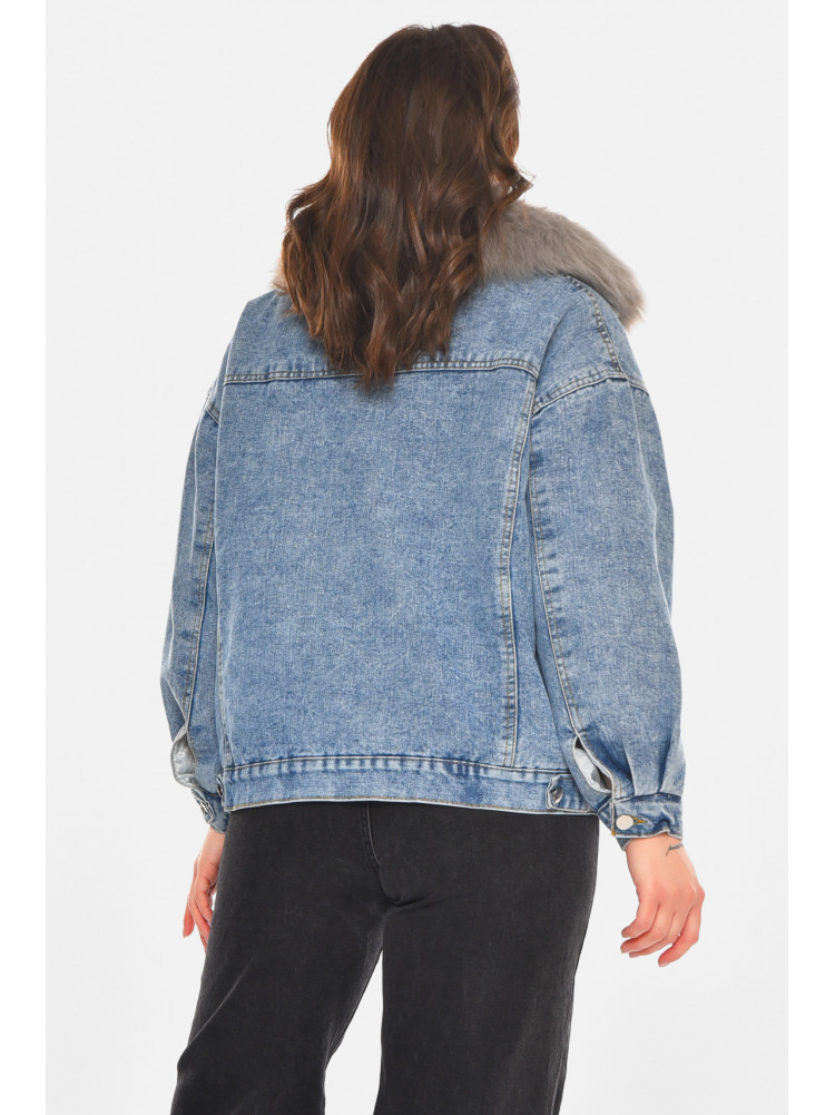 Куртка жіноча демісезонна джинсова синього кольору 212574C