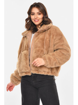 Шубка женская демисезонная бежевого цвета 212575C