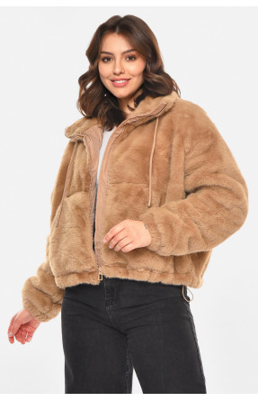 Шубка жіноча демісезонна бежевого кольору 212575C Шубка жіноча демісезонна бежевого кольору 212575C