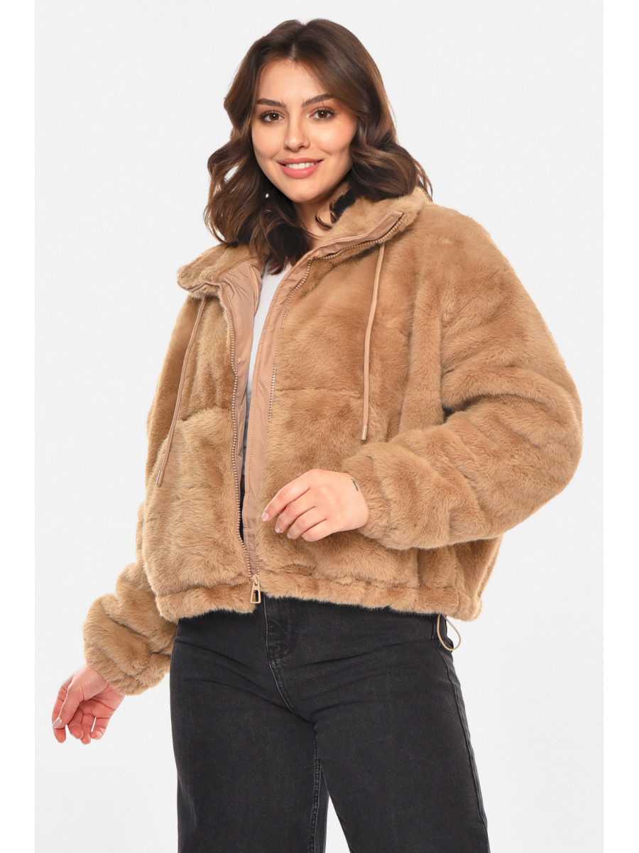Шубка жіноча демісезонна бежевого кольору 212575C