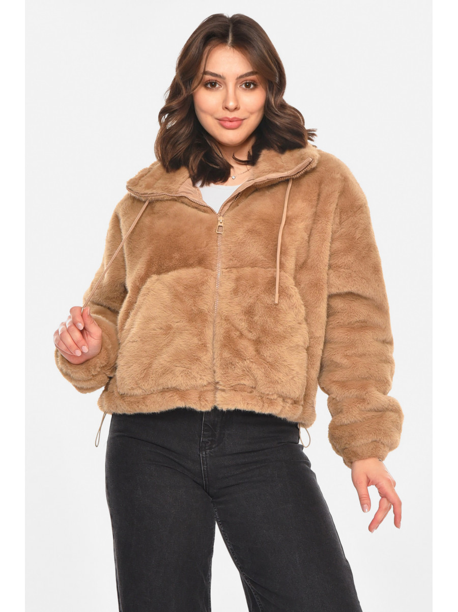 Шубка жіноча демісезонна бежевого кольору 212575C