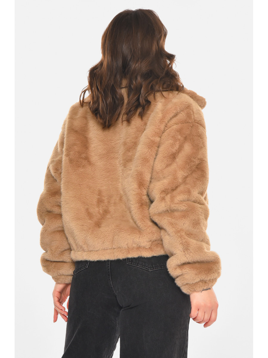 Шубка жіноча демісезонна бежевого кольору 212575C