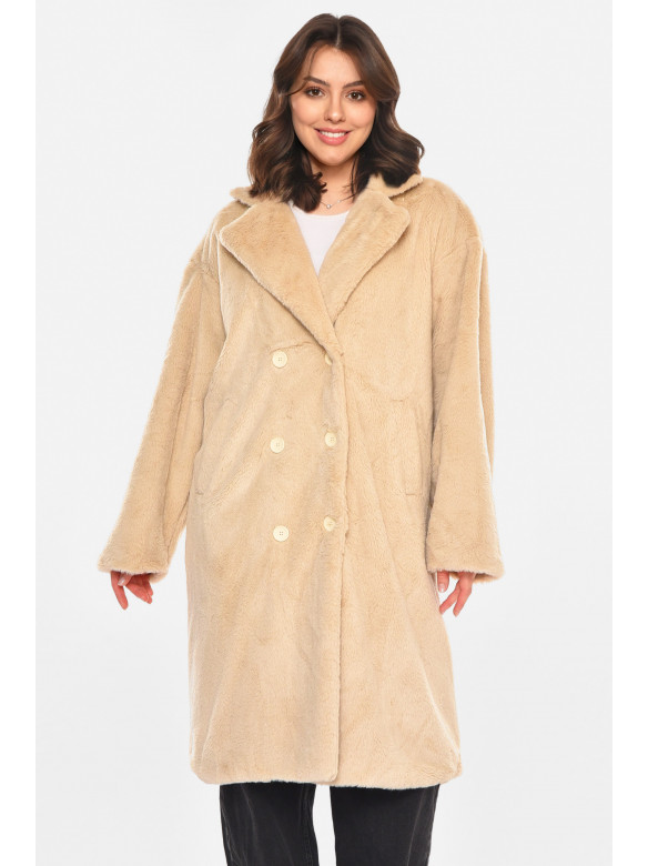 Шубка жіноча демісезонна бежевого кольору 212576C