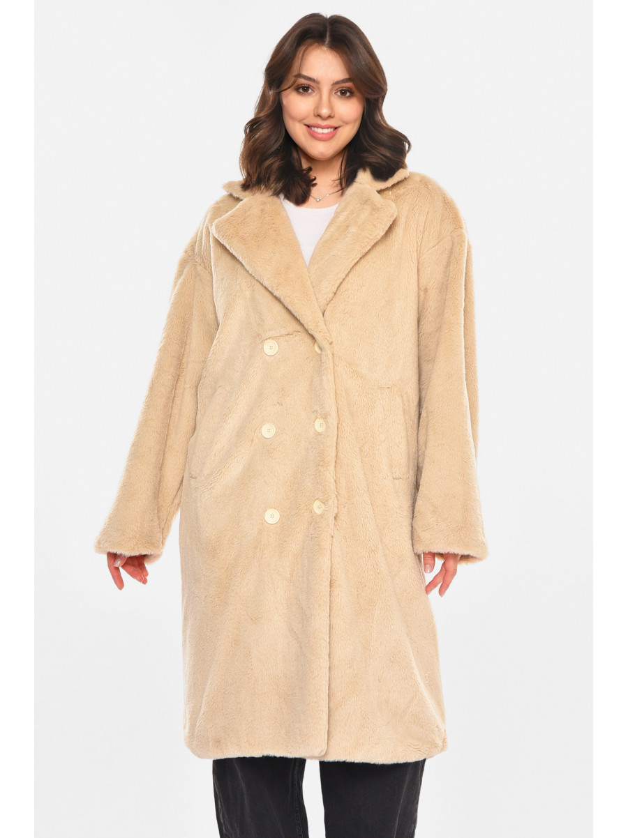 Шубка жіноча демісезонна бежевого кольору 212576C
