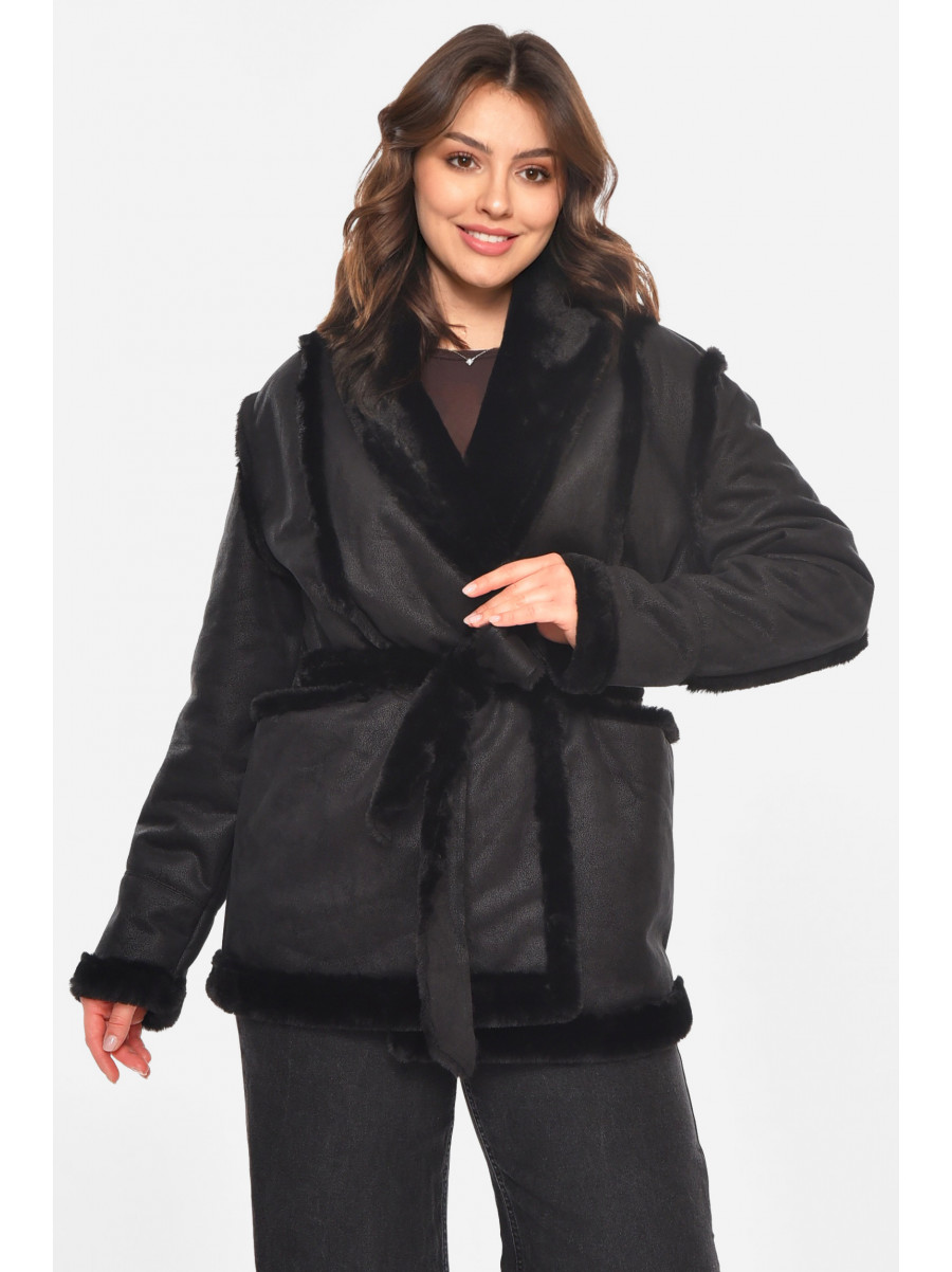 Дублянка жіноча демісезонна чорного кольору 212577C