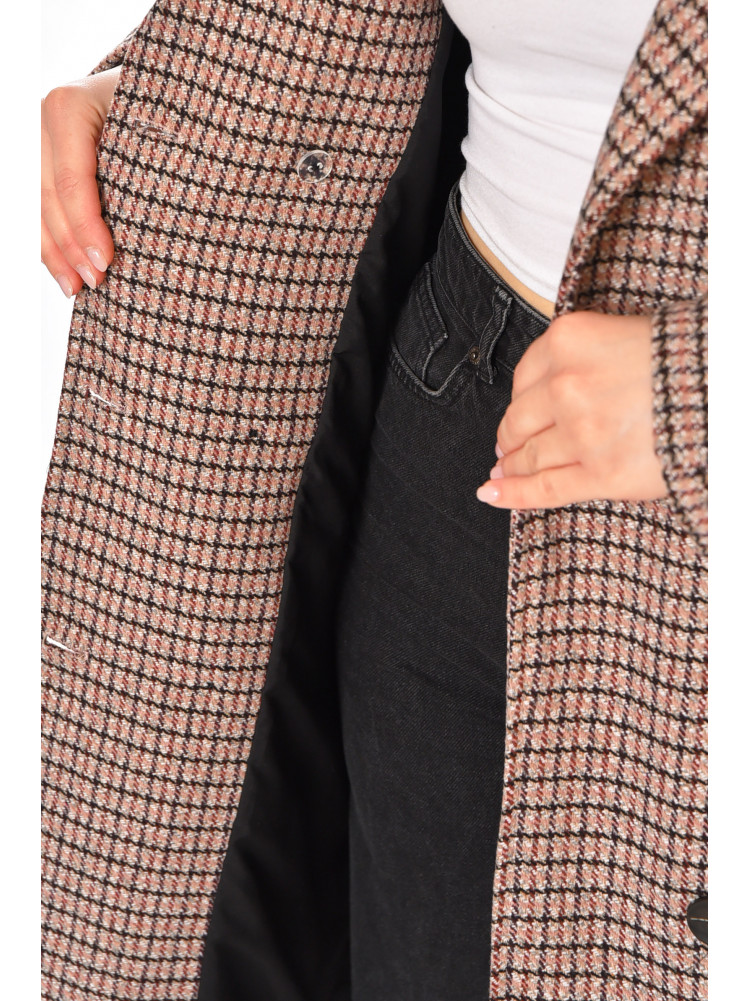 Пальто жіноче бежевого кольору з принтом 212581C