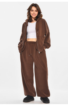 Костюм женский на флисе однотонный шоколадного цвета 82996 212582C