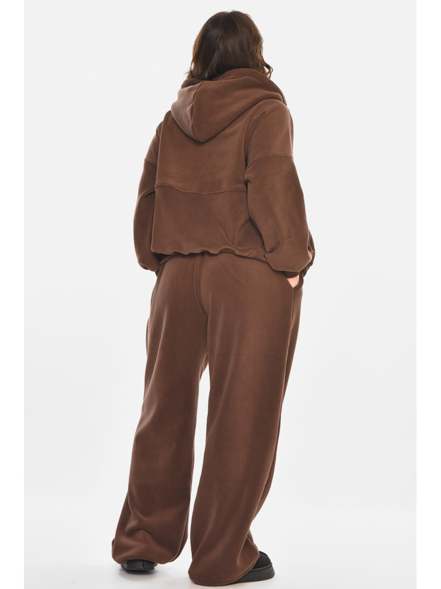Костюм женский на флисе однотонный шоколадного цвета 82996 212582C