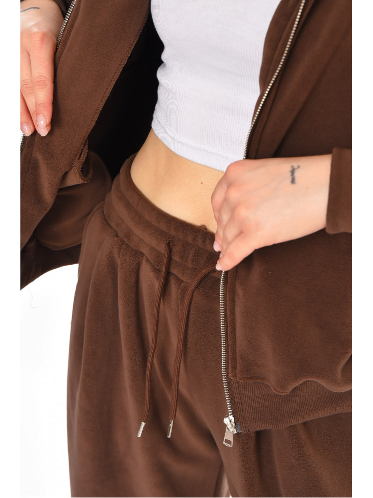 Костюм женский на флисе однотонный шоколадного цвета 82996 212582C
