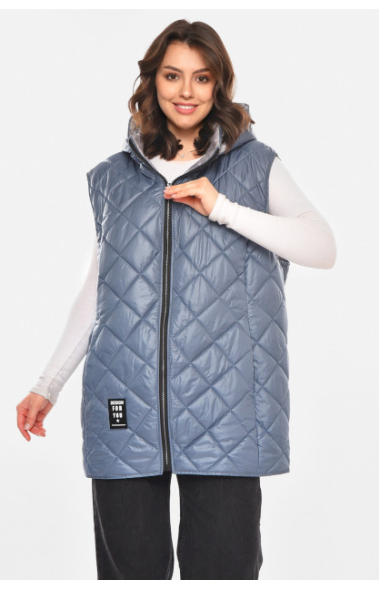 Жилетка женская батал синего цвета 212584C Жилетка женская батал синего цвета 212584C