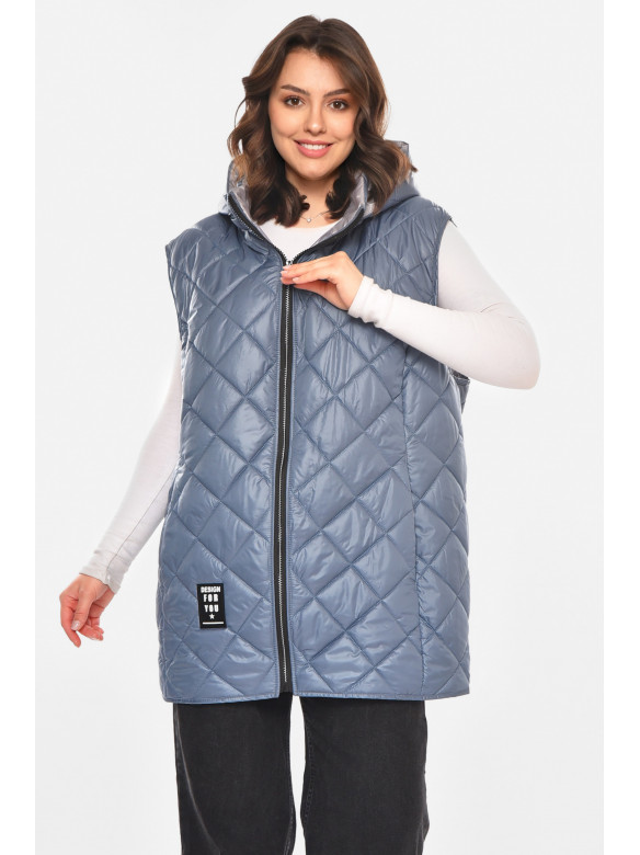 Жилетка жіноча батал синього кольору 212584C