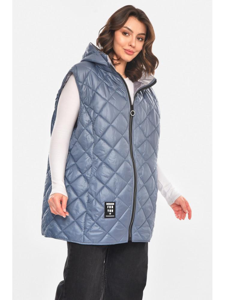 Жилетка жіноча батал синього кольору 212584C