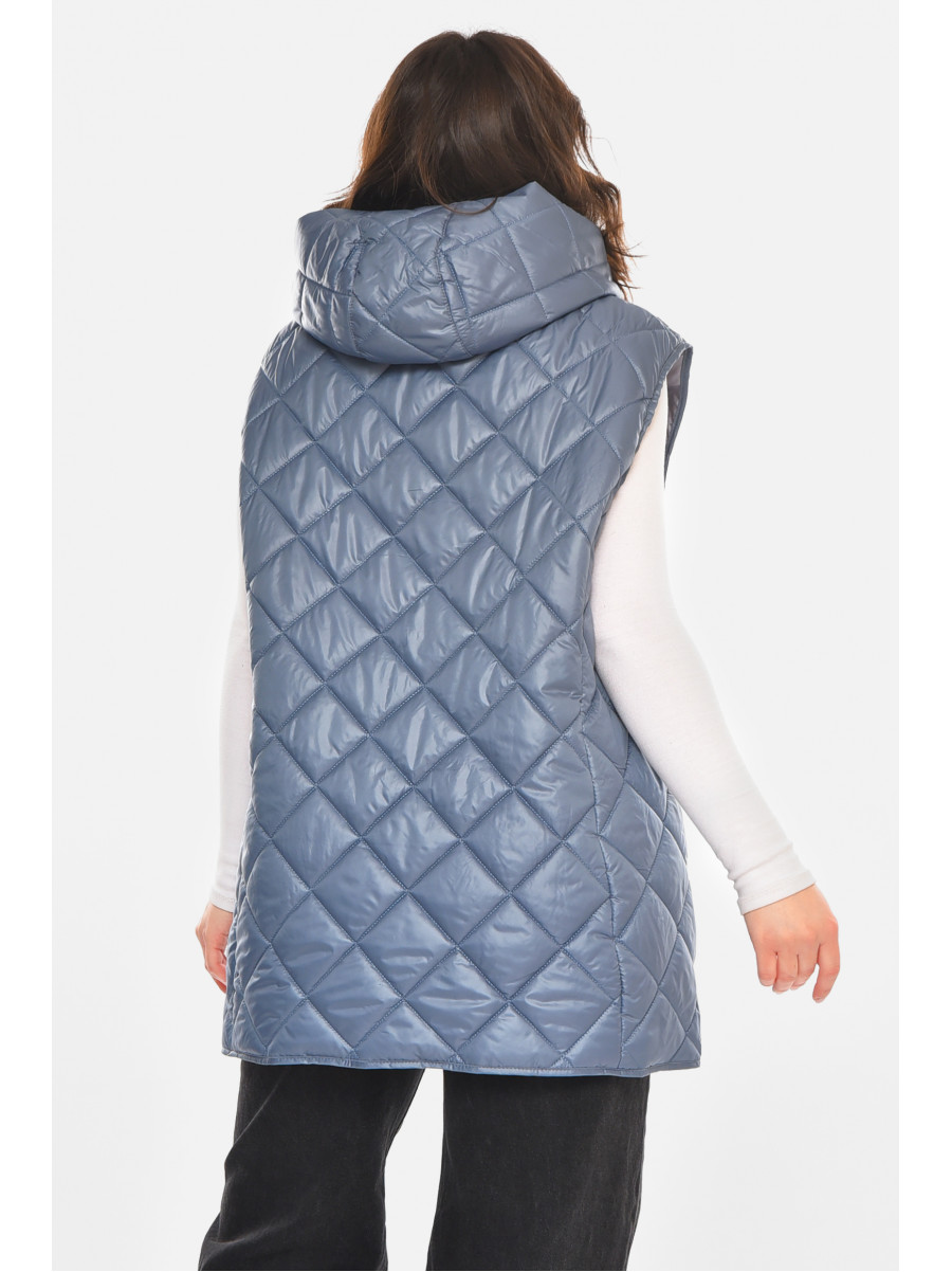 Жилетка жіноча батал синього кольору 212584C