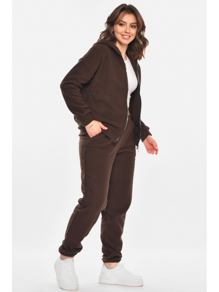 Костюм женский на флисе однотонный тёмно-коричневого цвета 212586C