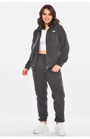 Костюм женский на флисе однотонный серого цвета 212587C Костюм женский на флисе однотонный серого цвета 212587C