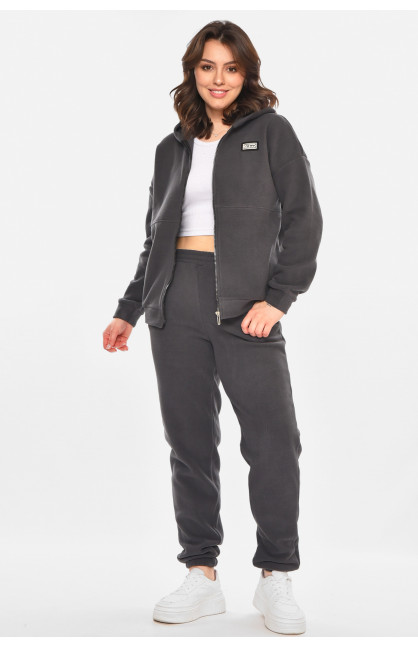 Костюм женский на флисе однотонный серого цвета 212587C Костюм женский на флисе однотонный серого цвета 212587C