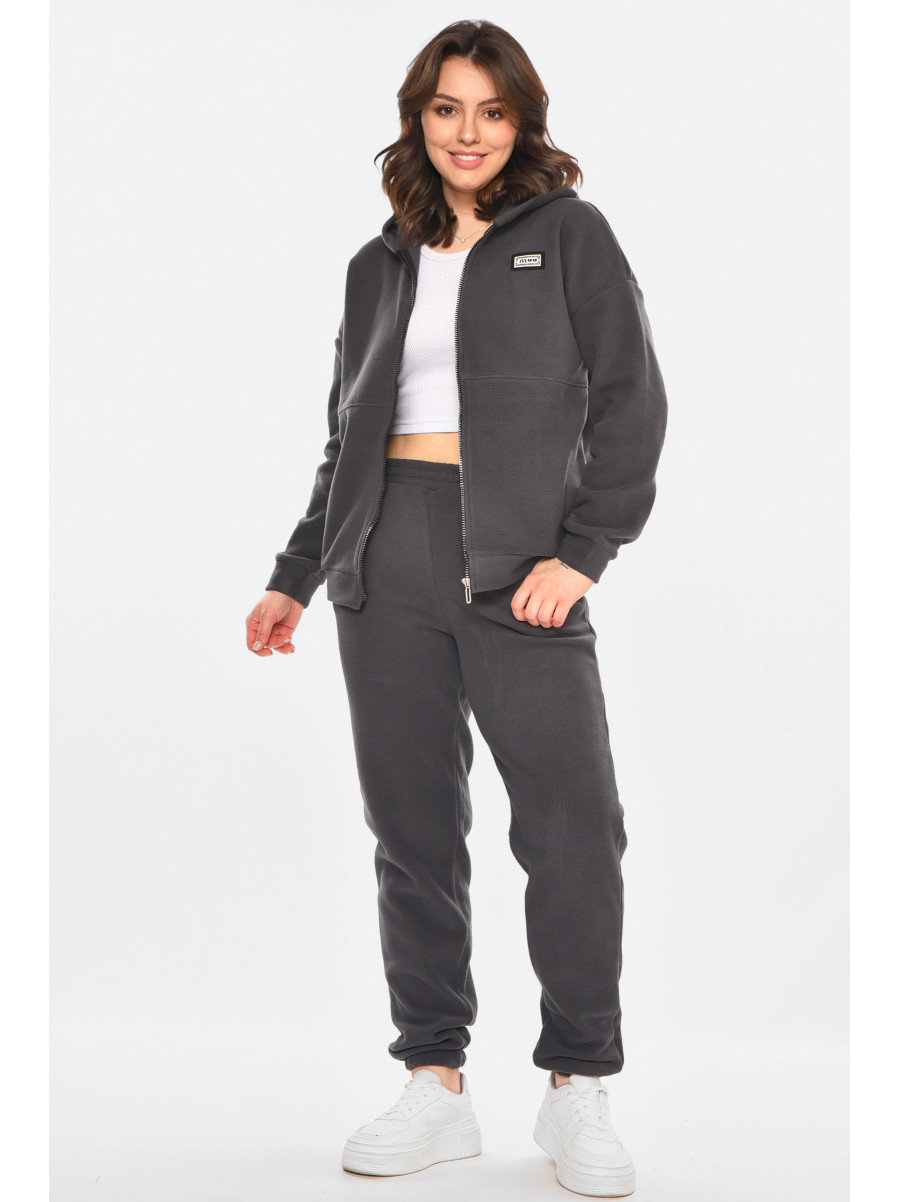 Костюм женский на флисе однотонный серого цвета 212587C