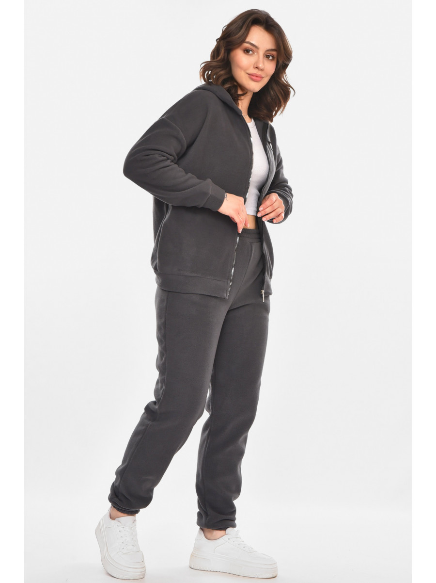 Костюм женский на флисе однотонный серого цвета 212587C