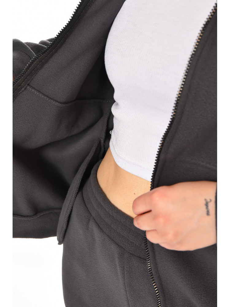 Костюм женский на флисе однотонный серого цвета 212587C