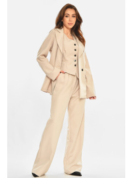Костюм жіночий трійка однотонний бежевого кольору 5878 212588C