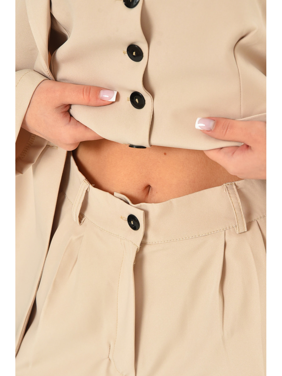 Костюм женский тройка однотонный бежевого цвета 5878 212588C