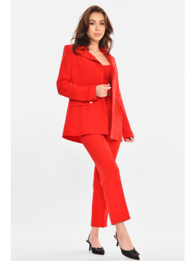 Костюм жіночий трійка однотонний червоного кольору 212589C