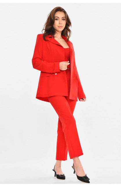 Костюм женский тройка однотонный красного цвета 212589C