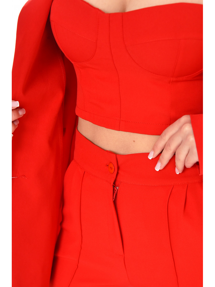 Костюм женский тройка однотонный красного цвета 212589C