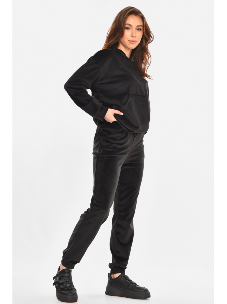 Спортивний костюм жіночий велюровий чорного кольору 212597C