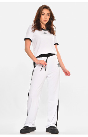 Спортивний жіночий костюм білого кольору з принтом 604 212599C