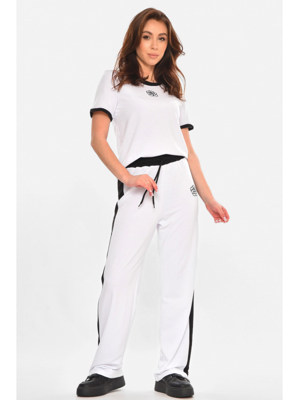 Спортивний жіночий костюм білого кольору з принтом 604 212599C