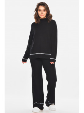 Костюм женский однотонный кашемировый черного цвета 212600C