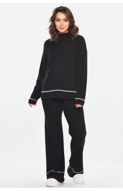 Костюм женский однотонный кашемировый черного цвета 212600C Костюм женский однотонный кашемировый черного цвета 212600C