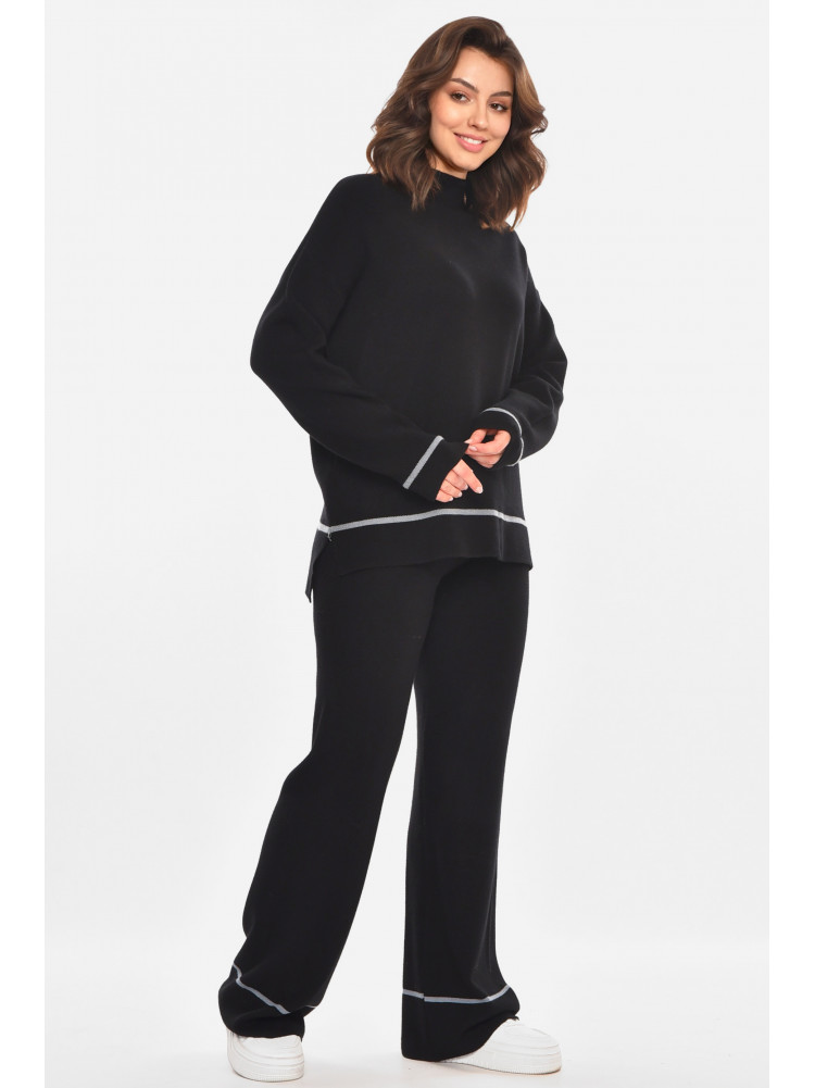 Костюм женский однотонный кашемировый черного цвета 212600C