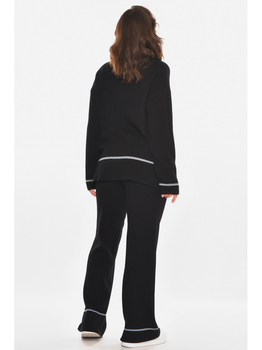 Костюм женский однотонный кашемировый черного цвета 212600C