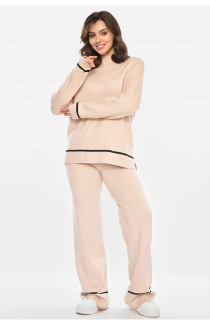 Костюм женский однотонный кашемировый бежевого цвета 212601C Костюм женский однотонный кашемировый бежевого цвета 212601C