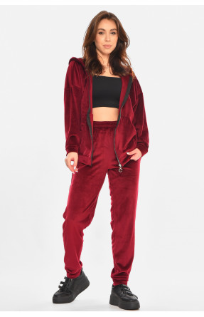 Спортивний костюм жіночий велюровий бордового кольору 212602C