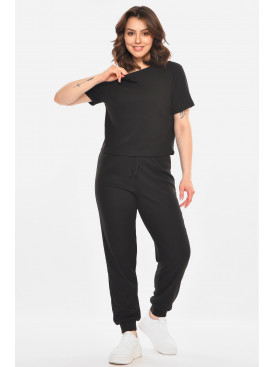 Спортивний костюм жіночий однотонний чорного кольору 212605C