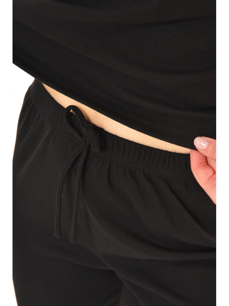 Спортивный костюм женский однотонный черного цвета 212605C