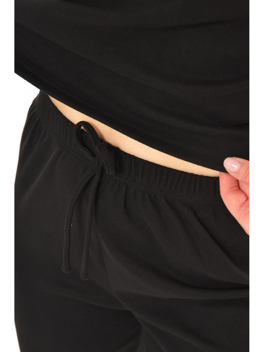 Спортивный костюм женский однотонный черного цвета 212605C