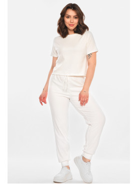 Спортивний костюм жіночий однотонний білого кольору 212606C
