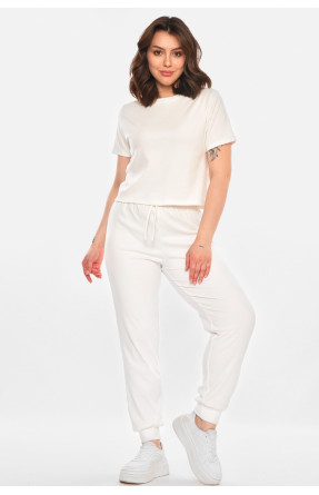 Спортивный костюм женский однотонный белого цвета 212606C Спортивный костюм женский однотонный белого цвета 212606C